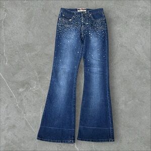 Rave 4 Real Jeans Womens 5 Blue Y2K Dazzle Flare‎ Wide Leg Grunge 2000s Bell R4R